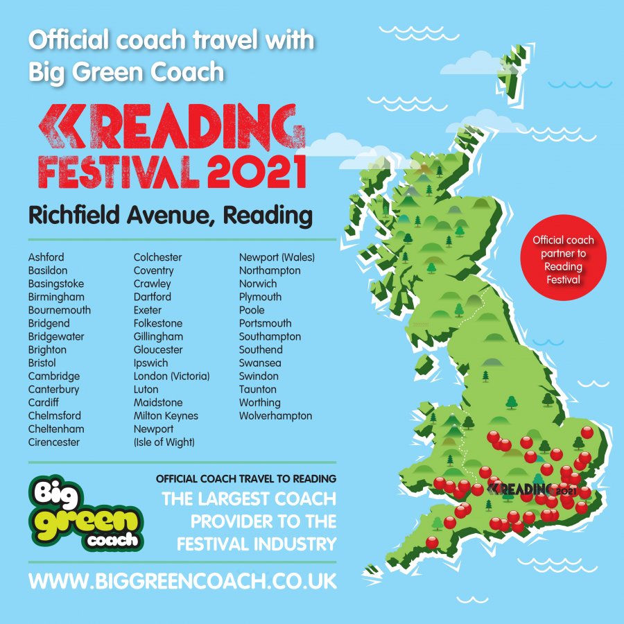 Reading Festival | Book your official coach travel to Reading Festival with  Big Green Coach