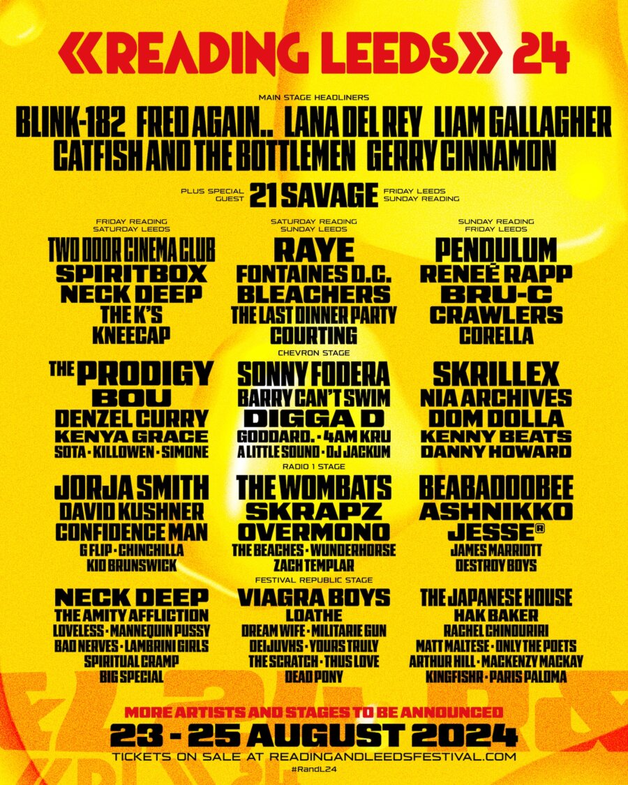 Reading and Leeds 2024 Line Up Poster