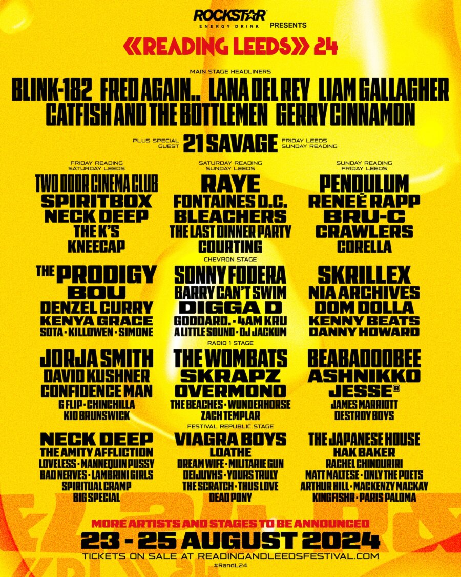 Reading and Leeds 2024 Line Up Poster